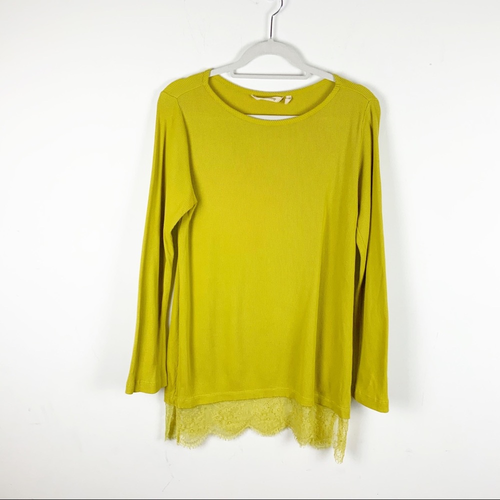 Soft Surroundings Waffle Knit Sweater Lace Bottom